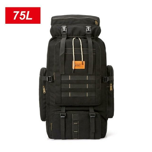 Yellow Pandora waterproof outdoor camping hiking backpack with 100L large capacity, durable design, and multiple compartments.