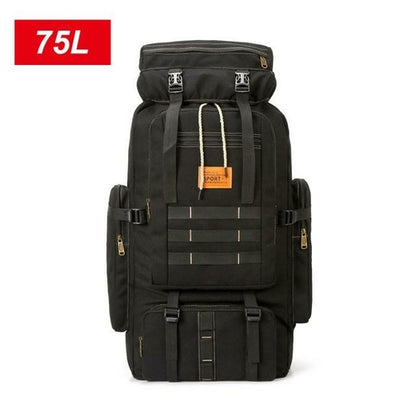 Yellow Pandora waterproof outdoor camping hiking backpack with 100L large capacity, durable design, and multiple compartments.