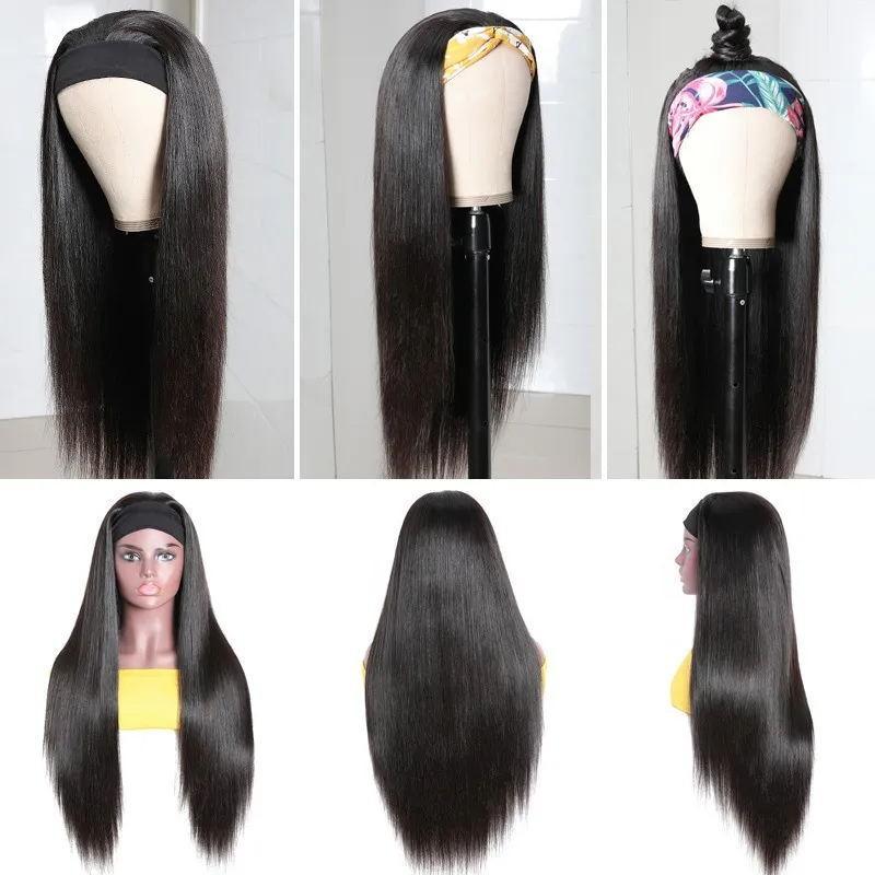 Cerise Alfie straight human hair headband wig with scarf, easy-wear, no glue, suitable for women, bath &amp; beauty product