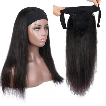 Cerise Alfie straight human hair headband wig, easy-to-wear scarf wig for women, no glue needed, bath and beauty accessory