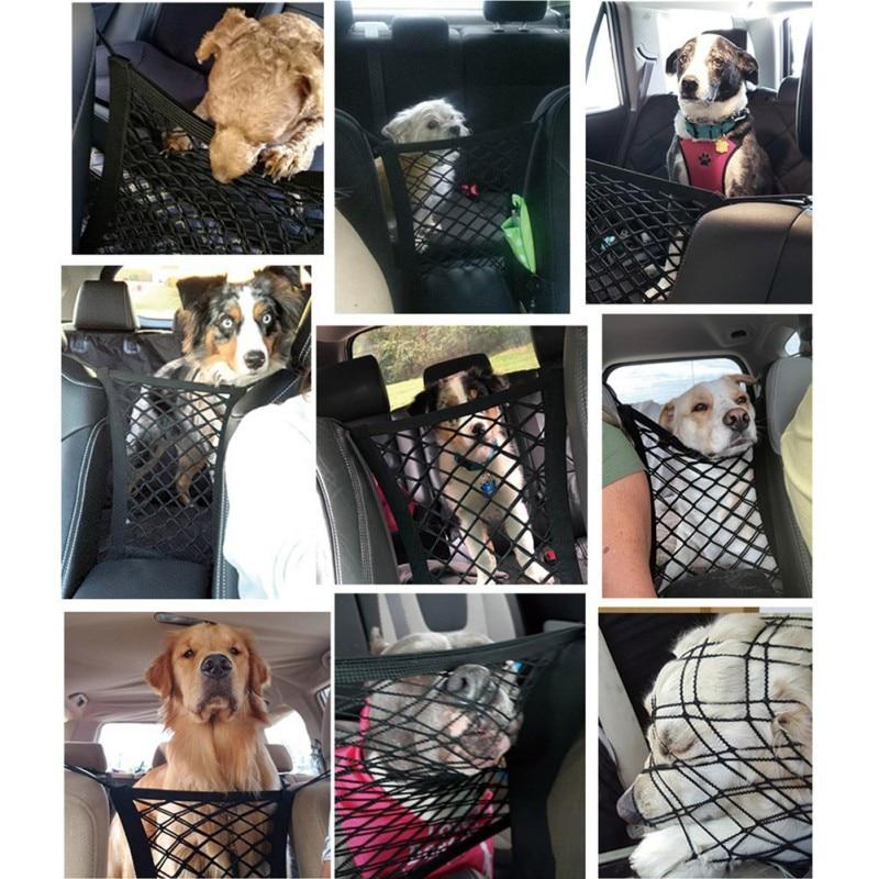Yellow Pandora premium pet car net, durable mesh pet barrier for vehicle safety and secure transport of pets.