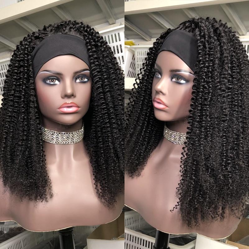 Cerise Alfie Afro kinky curly human hair headband wig with scarf, easy wear, no glue, perfect for natural, stylish hair looks