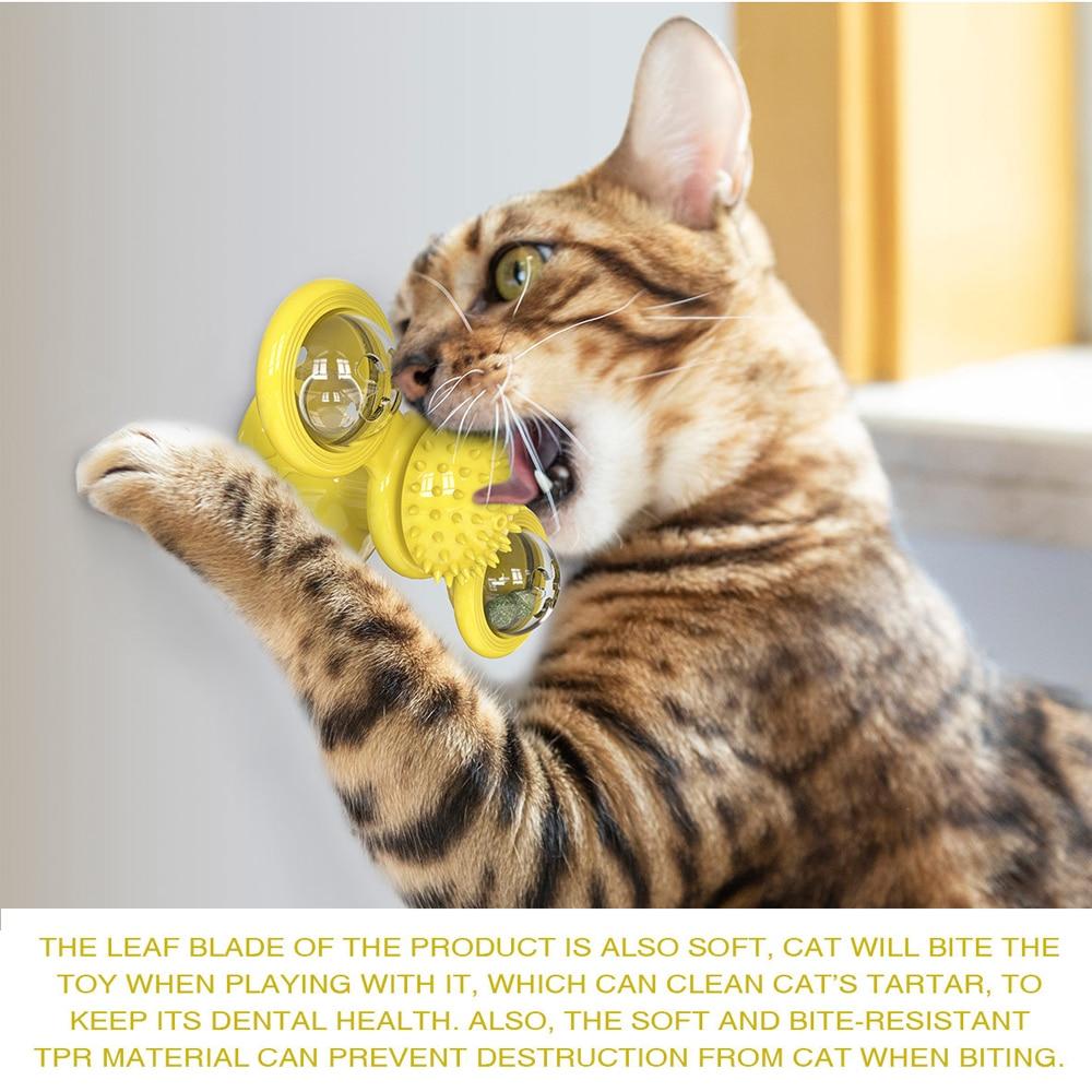 Yellow Pandora Cats Whirling LED Balls for pets, colorful spinning toy with LED lights for feline entertainment.