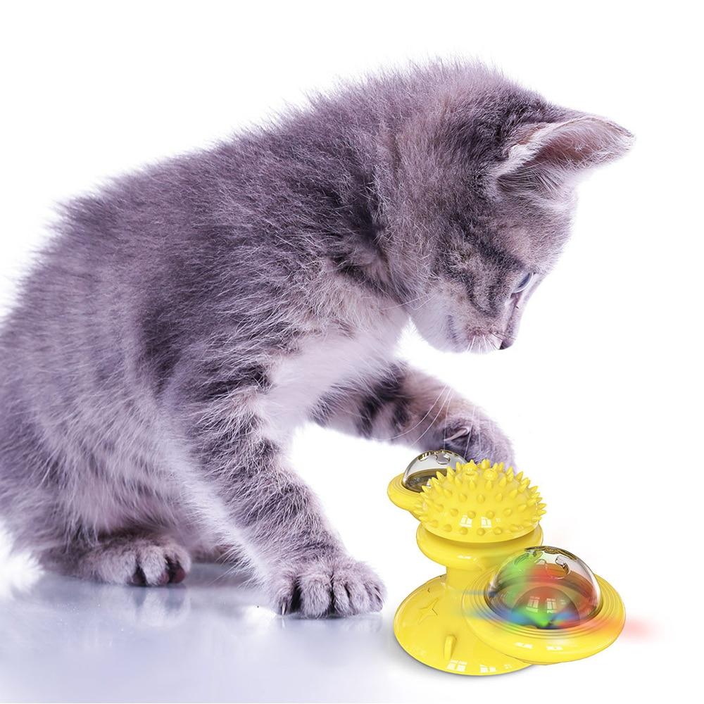 Yellow Pandora Cats Whirling LED Balls for pets, colorful spinning toy with LED lights for entertaining cats.