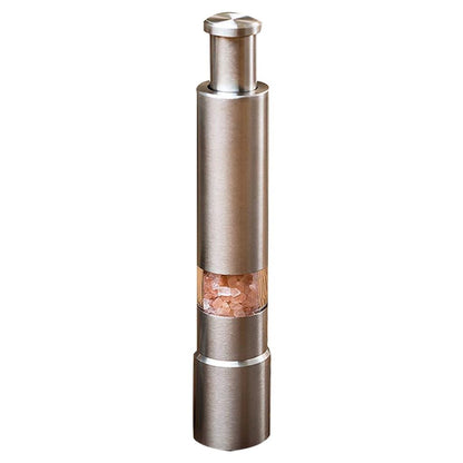 Yellow Pandora premium stainless steel salt and pepper spice grinder for kitchen use, featuring modern design and adjustable grinding mechanism.