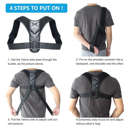 Unisex adjustable back posture corrector by Yellow Pandora, designed to improve posture and support the upper back.