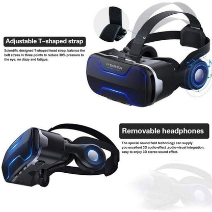 Yellow Pandora Dragon Flash VR gaming headset with controller for mobile and laptop gaming, featuring sleek design and adjustable head strap.