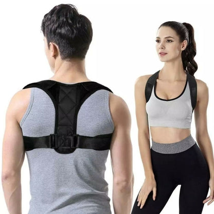 Unisex Yellow Pandora adjustable back posture corrector worn over clothing to improve spinal alignment and support good posture.