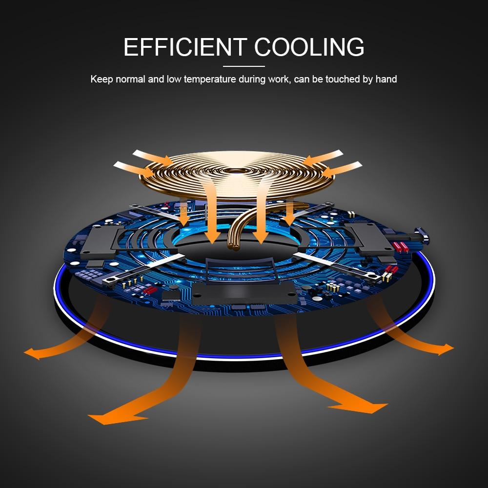 Yellow Pandora Dragon W9 30W wireless charging pad for mobile and laptop accessories, shown with charging surface and LED indicator.
