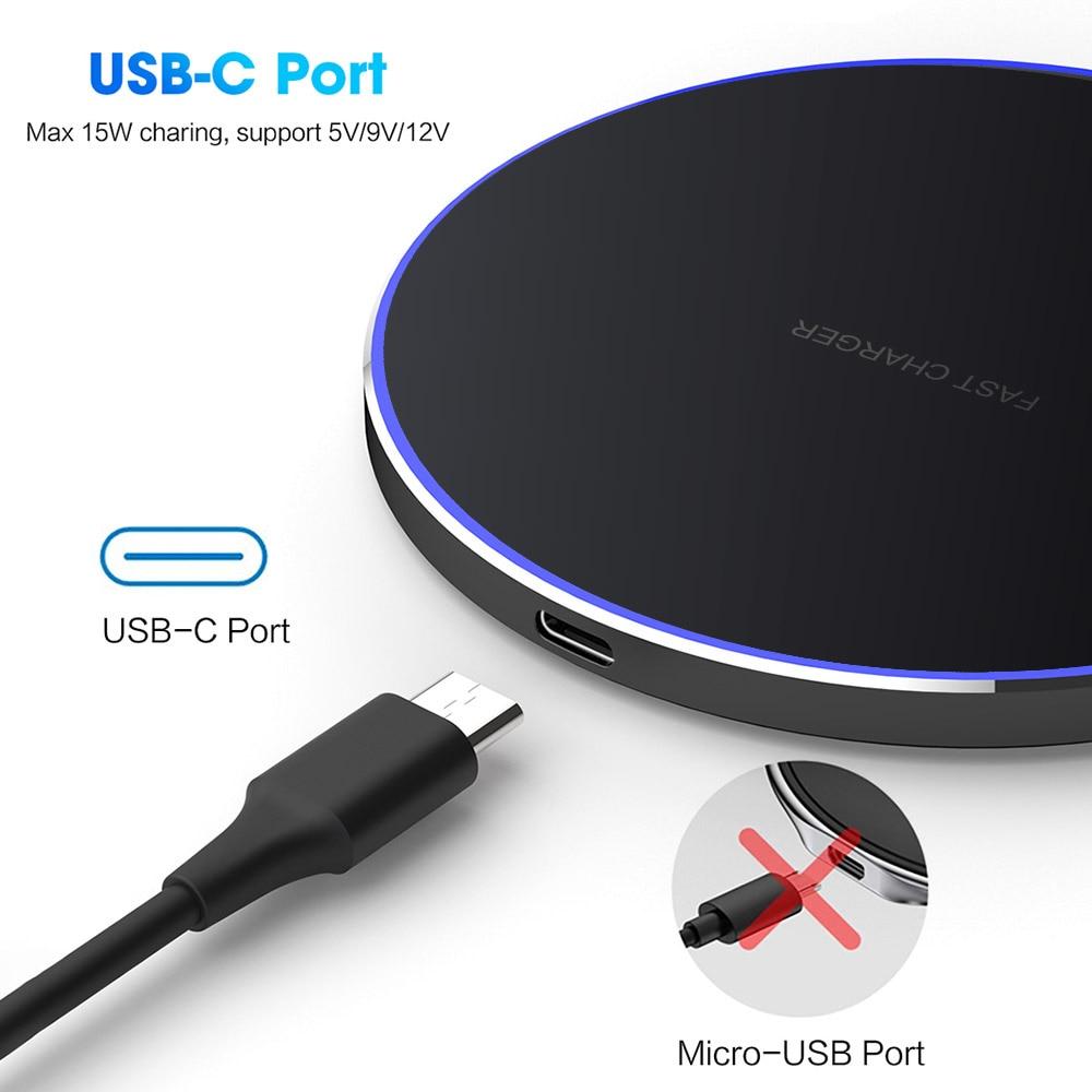 Yellow Pandora Dragon W9 30W wireless charging pad for mobile devices and laptops, sleek black design with charging indicator light.