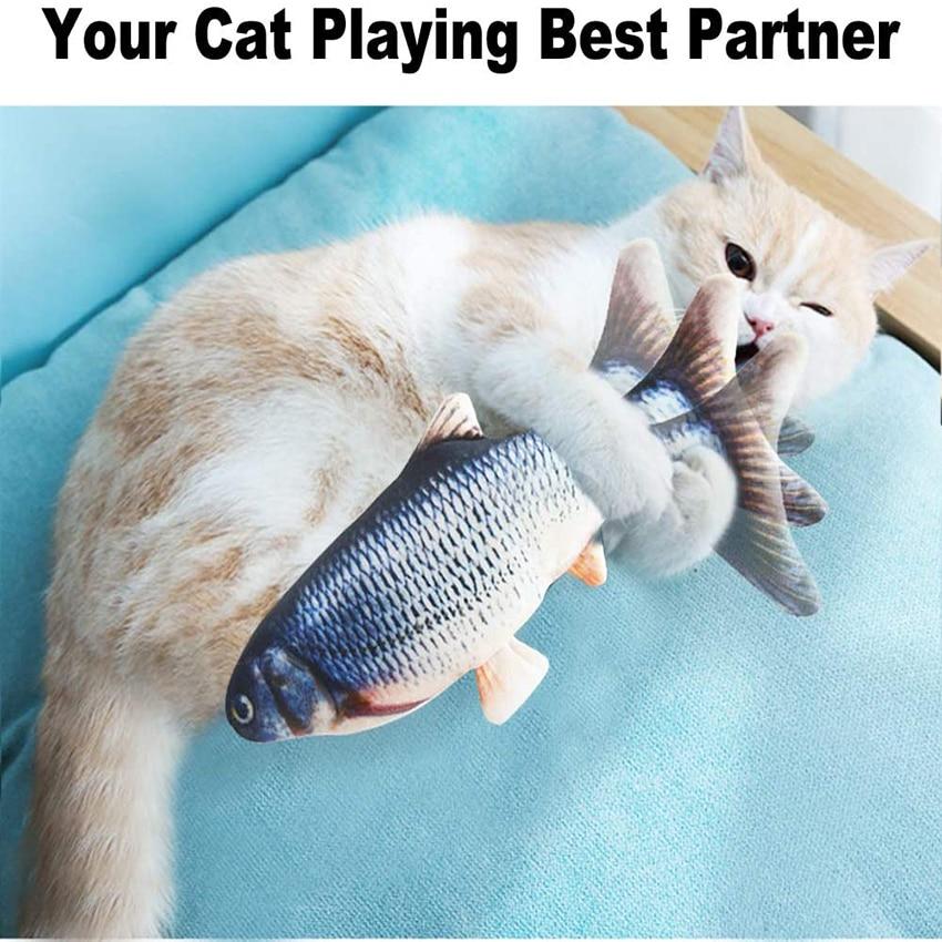 Yellow Pandora electric flipping fish toy for cats, featuring colorful, interactive design to entertain and engage feline pets.