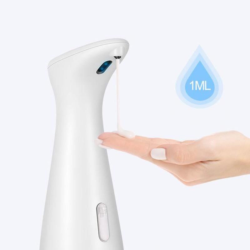 Yellow Pandora automatic liquid soap dispenser for bathroom, sleek white plastic design with touchless operation.
