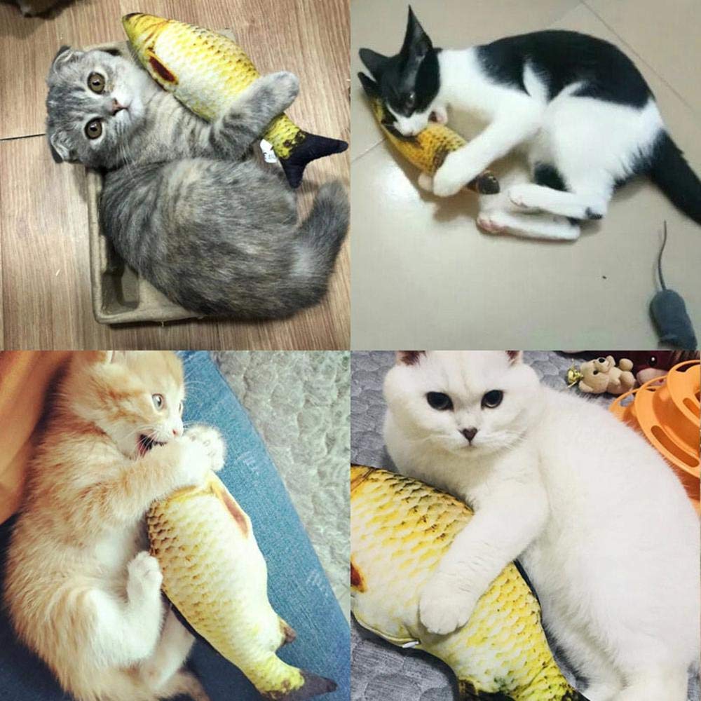 Yellow Pandora electric flipping fish toy for cats, colorful and animated pet toy designed to entertain feline cats.