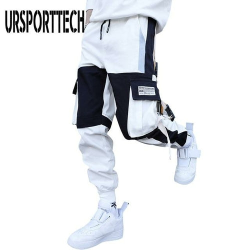 Grey Beech Letter Ribbons cargo pants with multiple pockets and relaxed fit, designed for casual wear.
