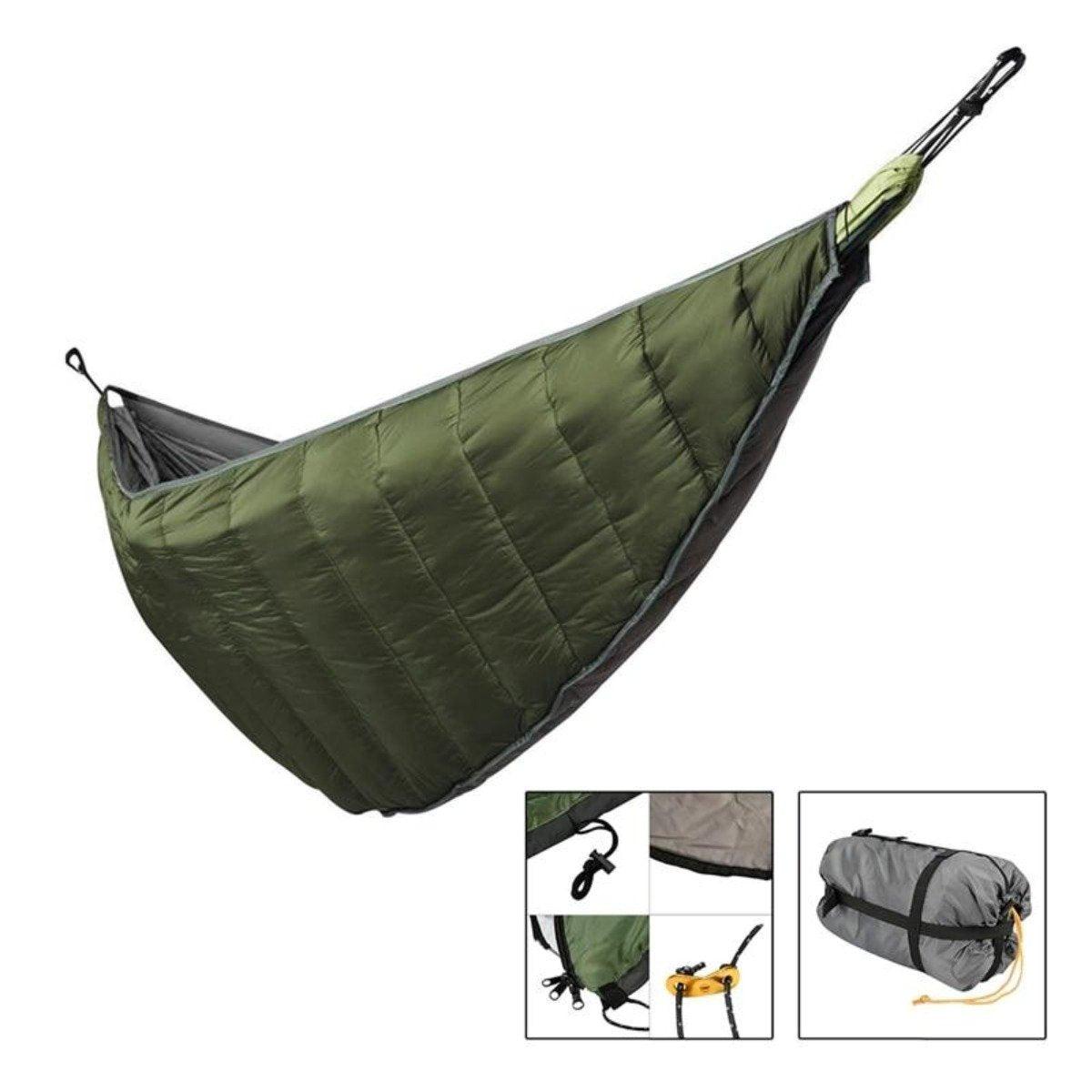 Yellow Pandora waterproof nylon camping hammock underquilt designed for outdoor camping and weather resistance.
