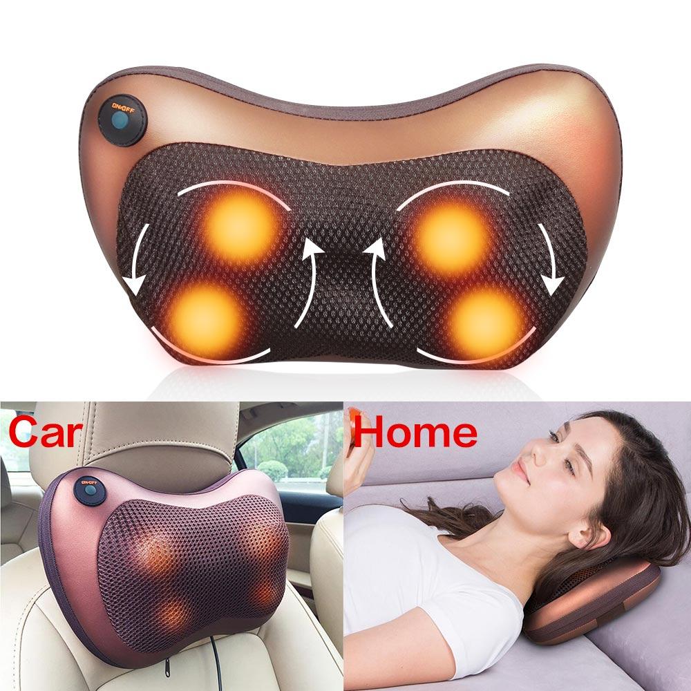 Yellow Pandora portable 4-head massage pillow for healthcare, featuring a compact design with multiple massage heads for relaxation.