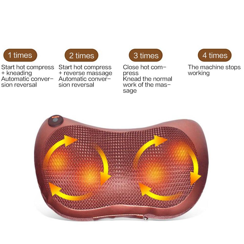 Yellow Pandora portable 4-head massage pillow for healthcare, showing its compact design and soft, cushioned surface.