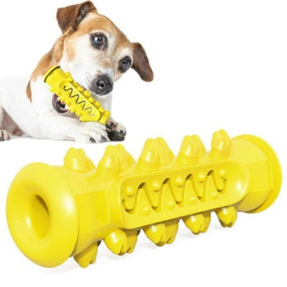 Yellow Pandora dog chewing toy made of durable material, designed for dogs to chew and play with, featuring bright yellow color.