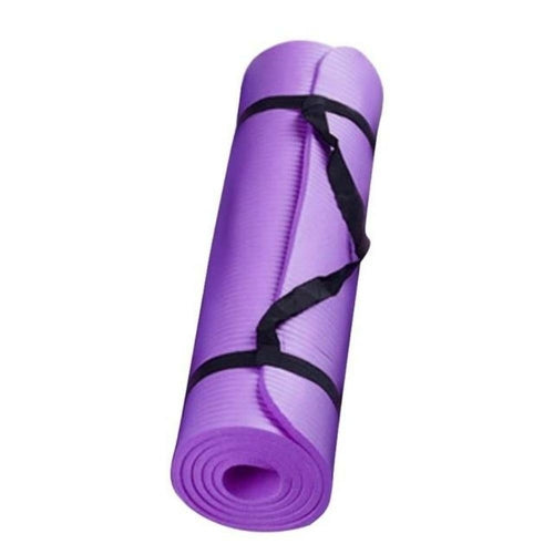 Large Yellow Pandora slip-resistant yoga fitness mat laid out on a wooden floor for yoga or exercise routines.