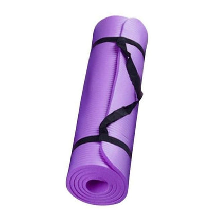 Large Yellow Pandora slip-resistant yoga fitness mat laid out on a wooden floor for yoga or exercise routines.