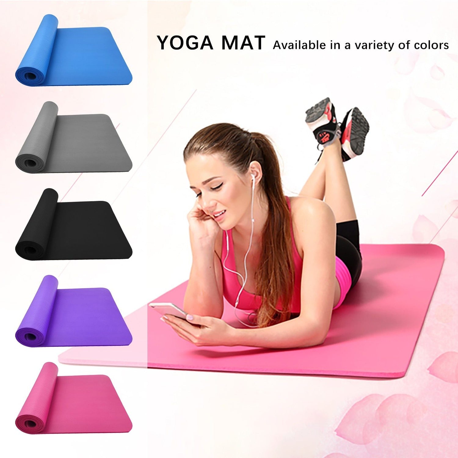 Yellow Pandora large slip yoga fitness mat laid flat, showcasing its textured surface and generous size for yoga and exercise routines.