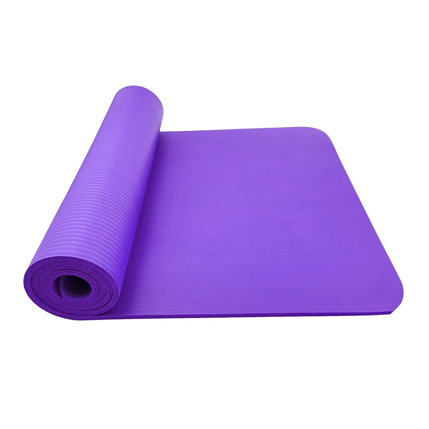 Large yellow Pandora Slip Yoga Fitness Mat laid out on a wooden floor, showing its size and textured surface for exercise.