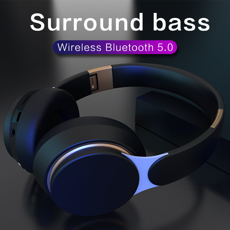 Yellow Pandora Dragon wireless Bluetooth 5.0 gaming headset with TF card slot, designed for mobile and laptop use, with over-ear design.