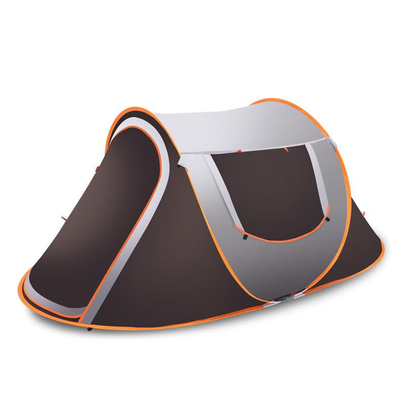 Yellow Pandora large capacity automatic pop-up camping tent for 4 to 5 persons, easy setup, lightweight outdoor camping gear