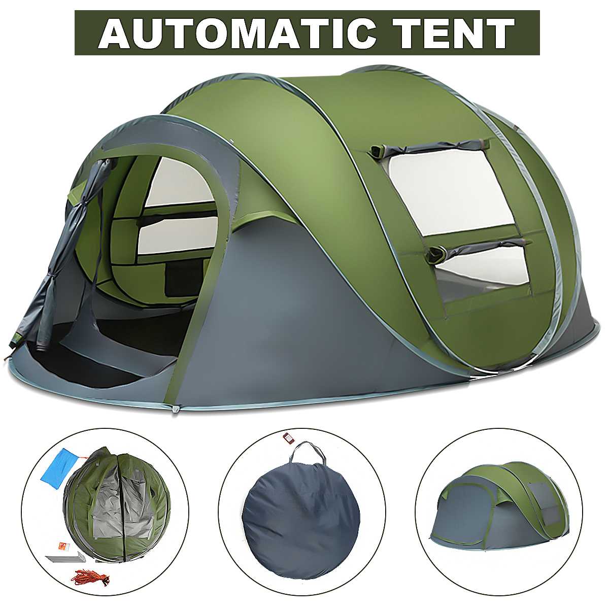 Yellow Pandora large capacity camping tent for 4 to 5 persons, automatic pop-up design, suitable for outdoor camping adventures.