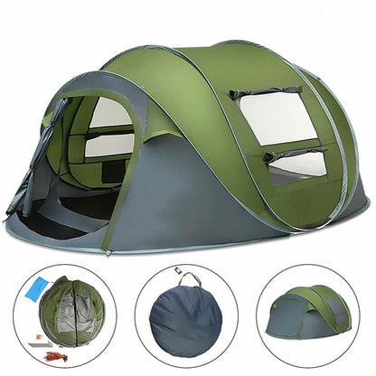 Yellow Pandora large capacity camping tent for 4 to 5 persons, automatic pop-up design, suitable for outdoor camping adventures.