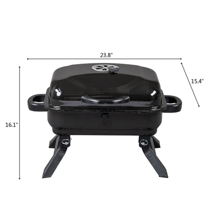 Yellow Pandora portable tabletop charcoal BBQ grill for kitchen use, featuring a compact design and grilling surface.