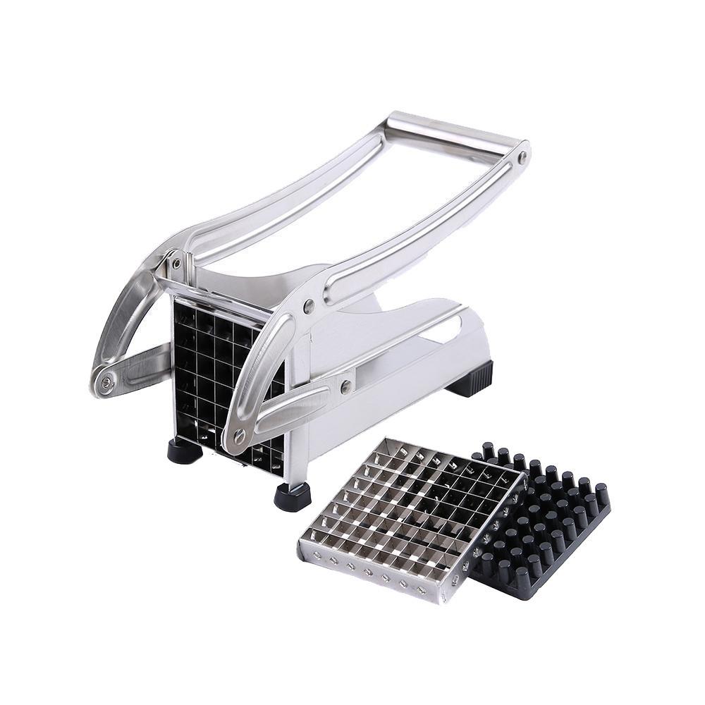 Yellow Pandora stainless steel French fries and potato cutter with two different blades, ideal for kitchen use.