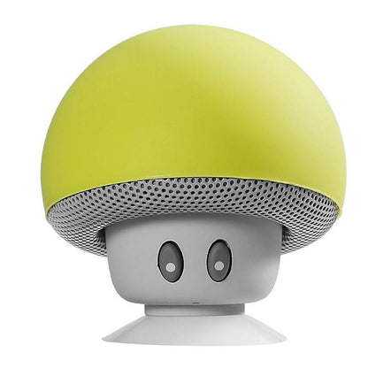 Yellow Pandora portable wireless mushroom Bluetooth speaker with built-in mic, designed for mobile and laptop use.