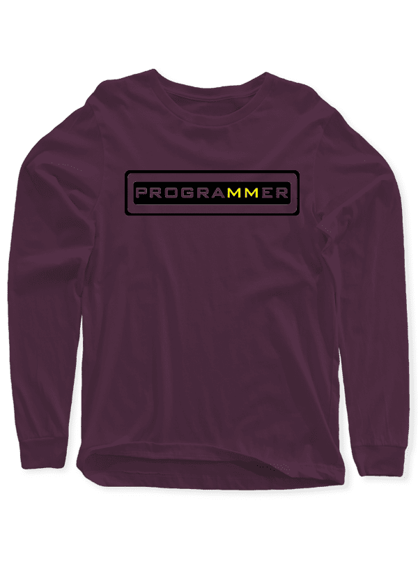 Scorpius full sleeves programmer T-shirt with printed design, casual fit, black fabric, and comfortable cotton material.