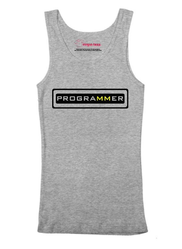 Scorpius programmer tank top with a casual fit, featuring a graphic design on a black sleeveless tank top for tech enthusiasts.