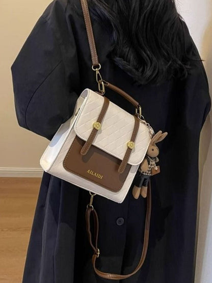 Taupe Gaia quilted flap backpack bag for women with stylish design and spacious interior, perfect for everyday use.