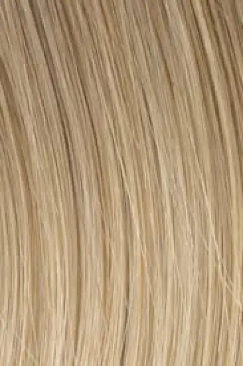 Peach Clymene Hairdo 18-inch human hair highlight extension clip-ins in golden wheat color, showing three textured hairpieces.