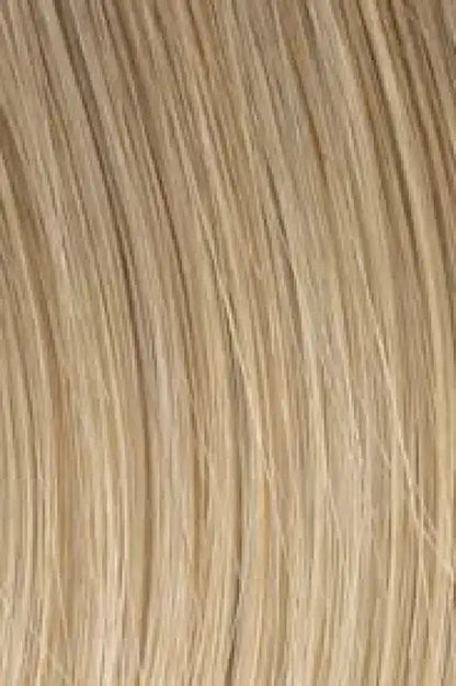 Peach Clymene Hairdo 18-inch human hair highlight extension clip-ins in golden wheat color, showing three textured hairpieces.
