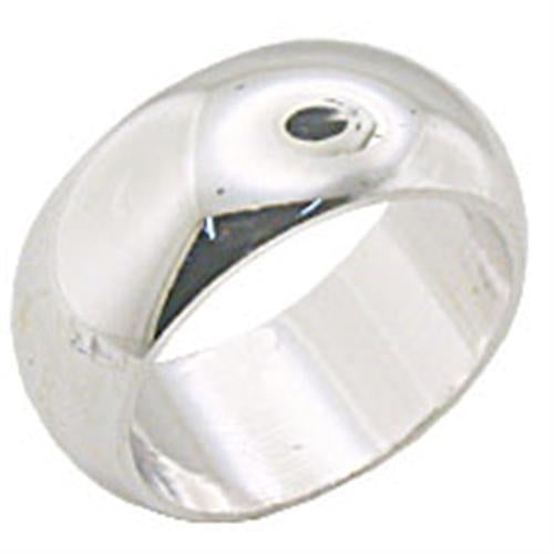 Rhodium brass ring from Turquoise Tiger jewelry collection, plain band with smooth, polished surface and no stones.