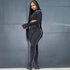 Women’s fitness casual sporty two-piece workout set by Blue Charlie, featuring bodycon fit and patchwork design.