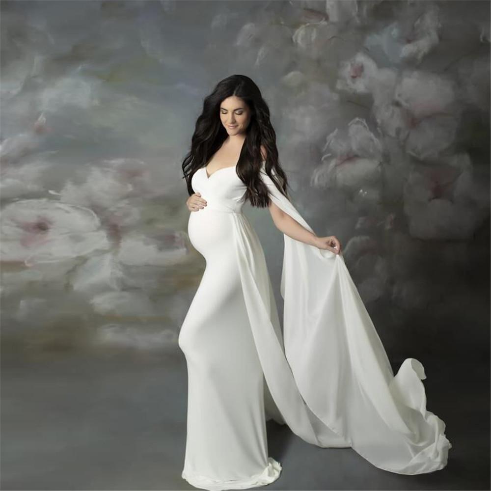 Blue Charlie sexy shoulderless maternity dress for photo shoots, long and elegant, perfect for special occasions and maternity photography.