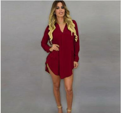 White chiffon summer V-neck beach dress by Blue Charlie, featuring a short, loose, casual mini design perfect for warm weather.