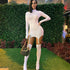 Blue Charlie new style plugin short skirt and pull button pantyhose set, fashion-forward home and garden accessory ensemble.