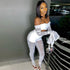 Blue Charlie backless ruched mesh night club 2-piece set with off-shoulder crop top, perfect for stylish evening wear.