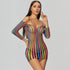 Colorful blue Charlie lingerie harness babydoll bodysuit with crotchless design, featuring intricate straps and vibrant fabric details.