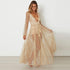 Long sleeve deep V neck mermaid tunic robe dress by Blue Charlie, perfect for evening parties and elegant home wear.