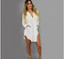 White chiffon summer V-neck beach dress by Blue Charlie featuring a loose, casual mini design perfect for warm weather.
