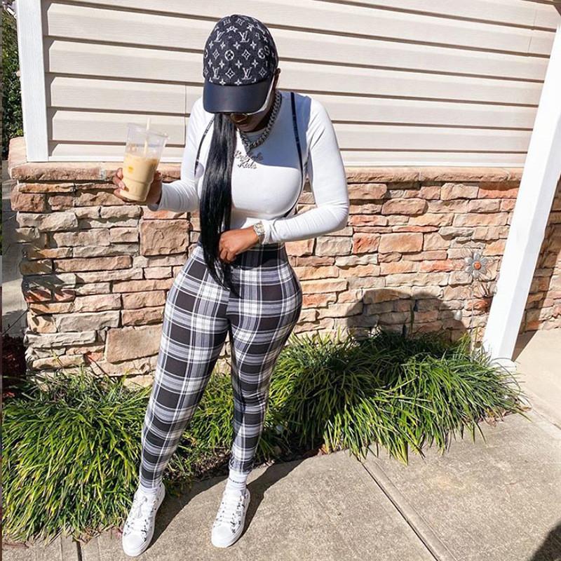 Blue Charlie two-piece plaid print outfits for women, featuring O-neck T-shirts and rompers, perfect for casual home wear.