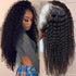 Blue Charlie lace front Brazilian kinky curly human hair wig, 13x4 inch parting, natural textured kinky curly hairstyle.