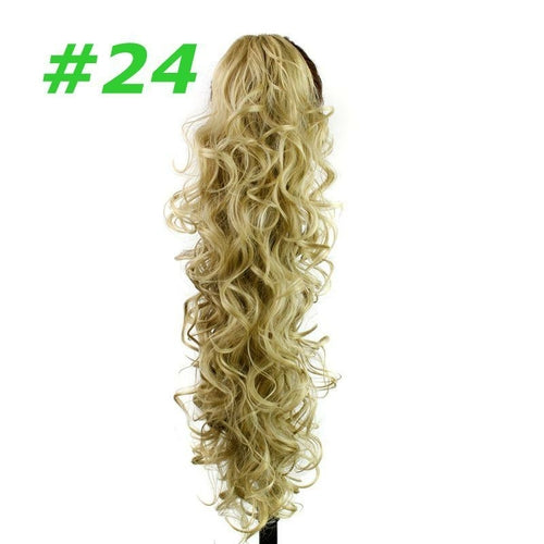 Blue Charlie synthetic curly wavy clip-in ponytail for women, featuring a claw clip attachment for easy wear and versatile styling.